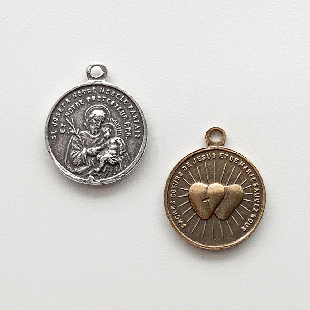 1373M- MEDAL, Hearts of Mary and Jesus/Joseph and Baby Jesus