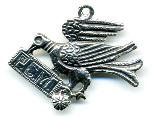 1017 - Charm/Pendant - Bird w/Letter