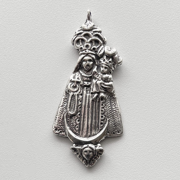 1222 - Medal - Mary and Child Crowned W/Angel, Latin America 19C - 2"