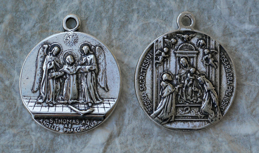 1293 MEDAL, St. Thomas Aquinas/Regina Sacritissimi Rosaria Ora P