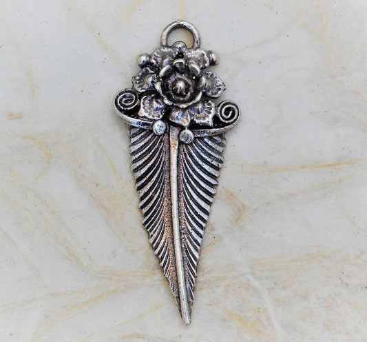 1399A -  CHARM/PENDANT, Feather A, Embellished - One Sided