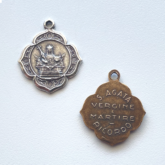 1454 MEDAL, St. Agata, Agatha, Patron of Breast Cancer, Fire and Nursing Care