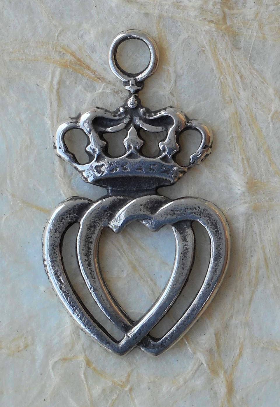 1460 - MEDAL/PENDANT - Sacred Heart and Immaculate Heart with Crown