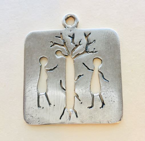 1500 SOUTHWEST/PENDANT - Square - Adam and Eve in the Garden of Eden, Forbidden Fruit