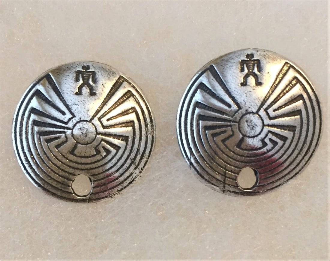 1508 SOUTHWEST/EARRINGS - Hopi Tohono O'Odham, Man In the Maze - PAIR