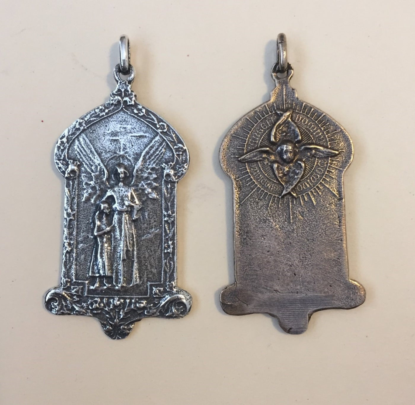 1549 MEDAL/PENDANT - Guardian Angel and Mary/Angel and Holy Spirit - Beautiful!