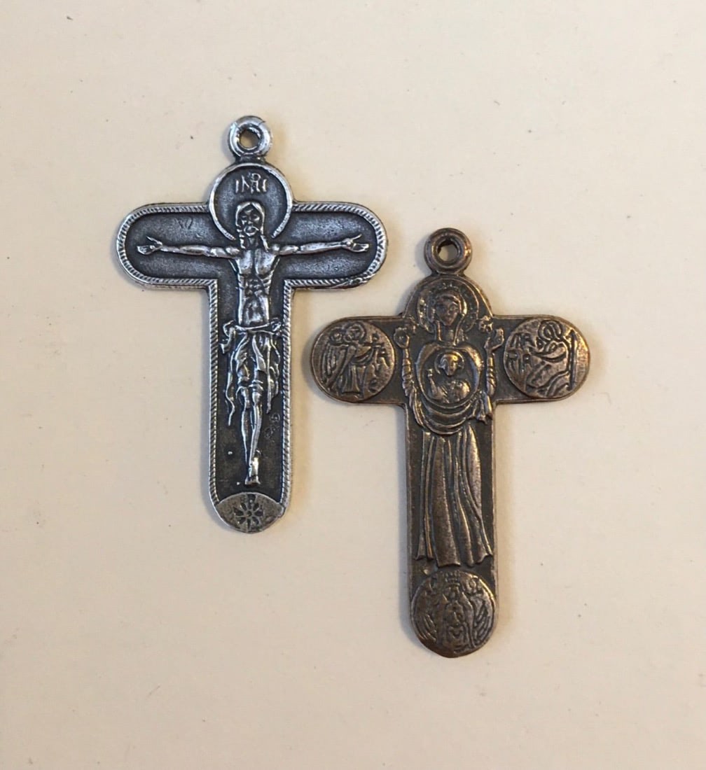 1564 – CRUCIFIX, Jesus/Mary and Infant Jesus, with many symbols-Eastern Europe, Very Detailed