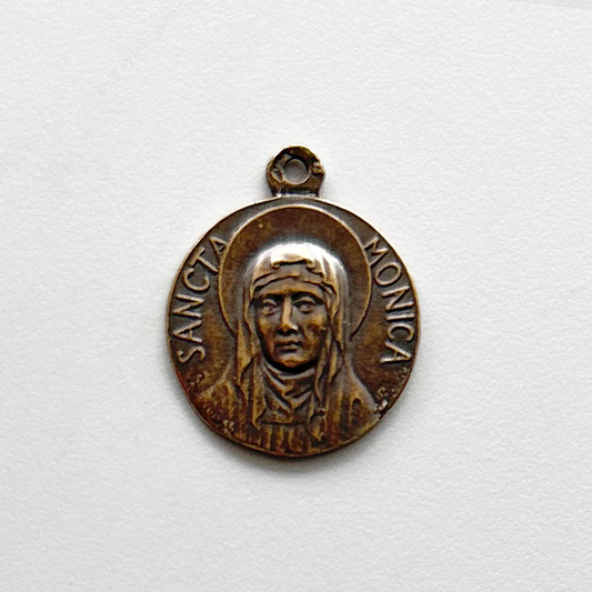 1601 MEDAL, St. Monica, Patron St. of Mothers and Patience, Mother of St. Augustine of Hippo/Lily