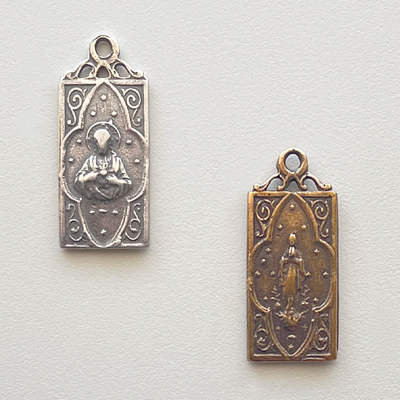 435 - Medal, Jesus/Sacred Heart/Mary - 1"