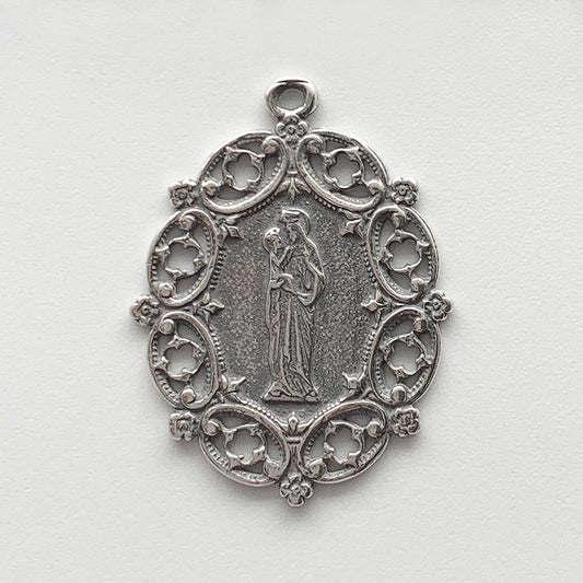 615 - Medal, St. Anne, Lace Edge, Stars