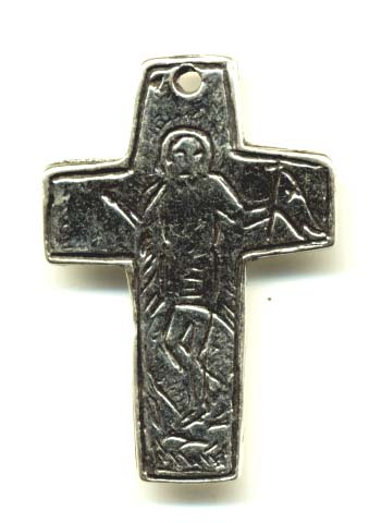 665 - Cross - Etched, Saint w/Flag