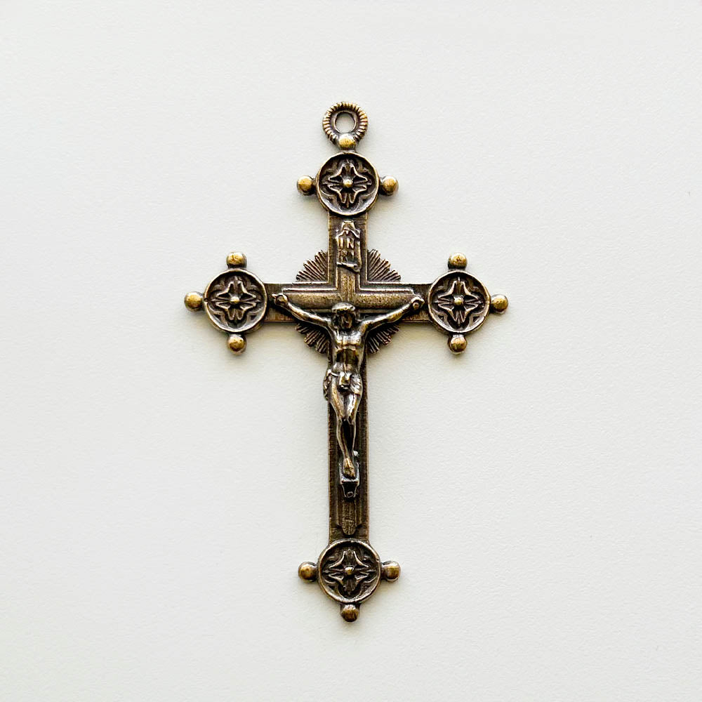718 - Crucifix, Trinity Form w/Flowers