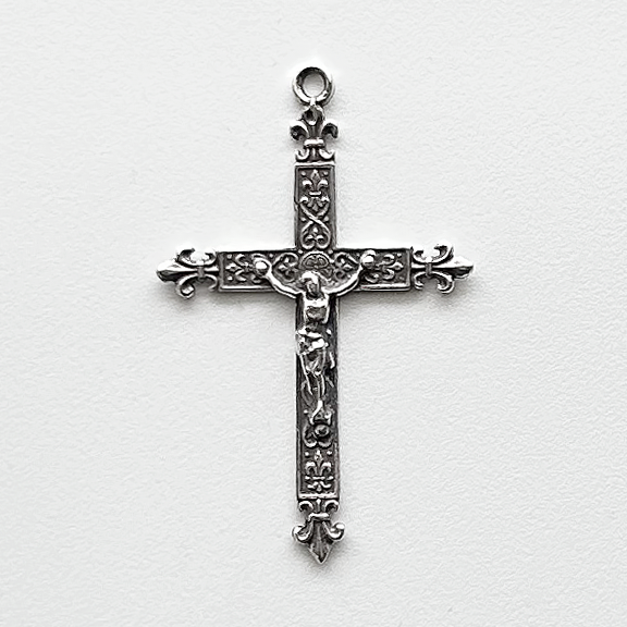 981 - Crucifix - Patterned - Fleur de Lis