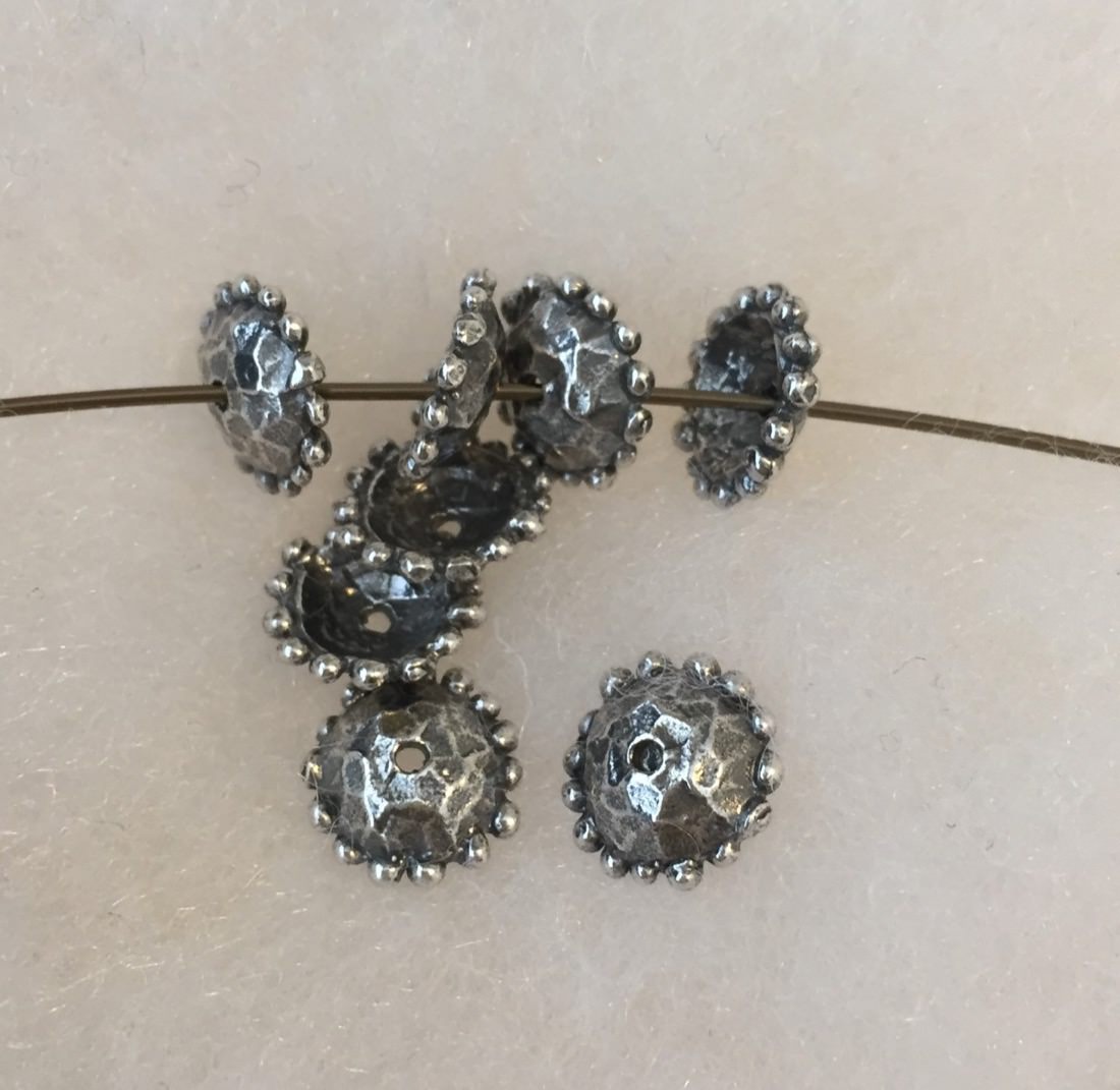 1556 BEAD CAP, Hammered with Little Dots