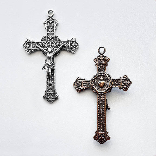 1516 – CRUCIFIX, 2 sided with Sacred Heart and Beautiful Details 2"