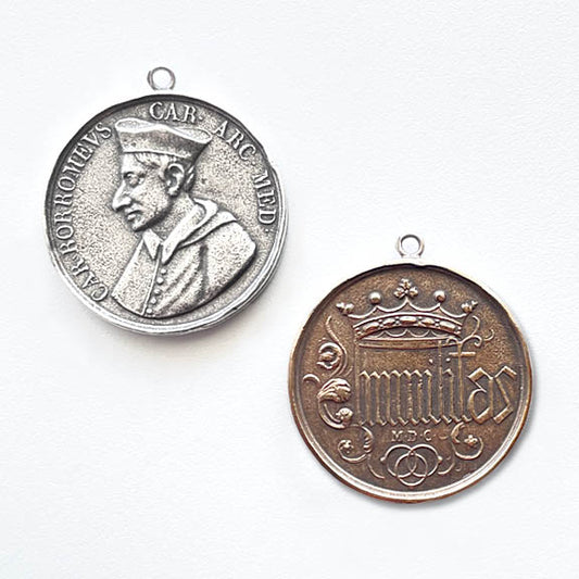 1582M MEDAL, Saint Charles, Carlos Borromeus, Patron of Spiritual Leaders, 1-3/8”