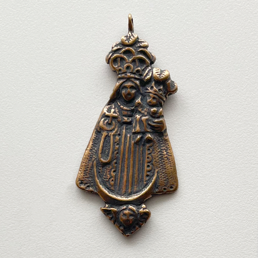 1222 - Medal - Mary and Child Crowned W/Angel, Latin America 19C - 2"