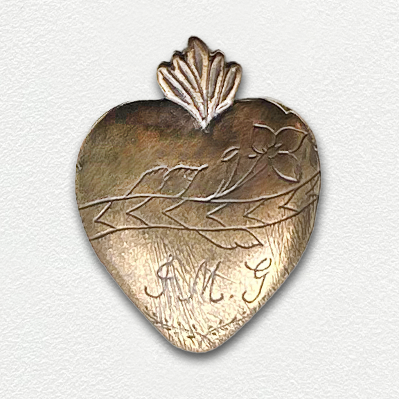 1235 - Medal/Milagro - Heart with Flower & Initals