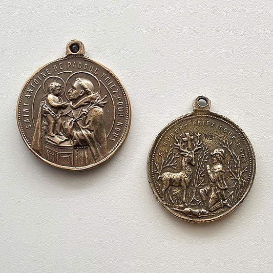 1282 - MEDAL - St. Hubert/St. Anthony of Padua 1⅝"