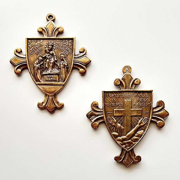 1404 - CROSS/ MEDAL/ PENDANT, St. Francis/Ave Maria, Beautiful Detail