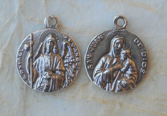 1435 MEDAL, St. Raphael, ArchAngel / Saint John and young Jesus - Spain