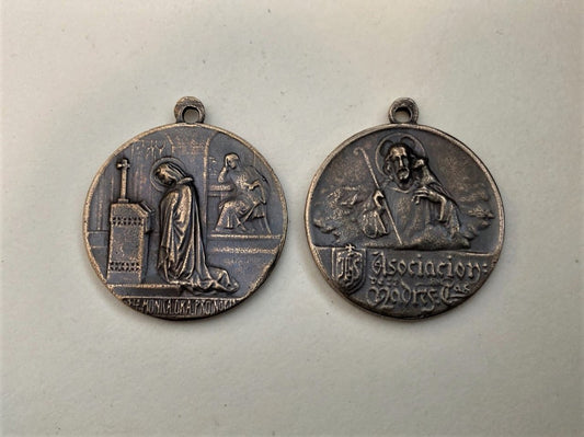 1456 – MEDAL, St. Monica/Jesus, Lamb of God, Mothers' Association