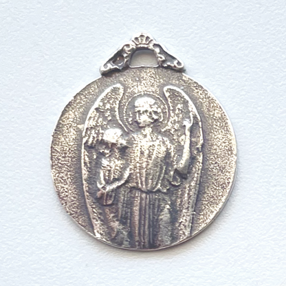 1459- MEDAL, CHARM - Guardian Angel with Youth/Lily