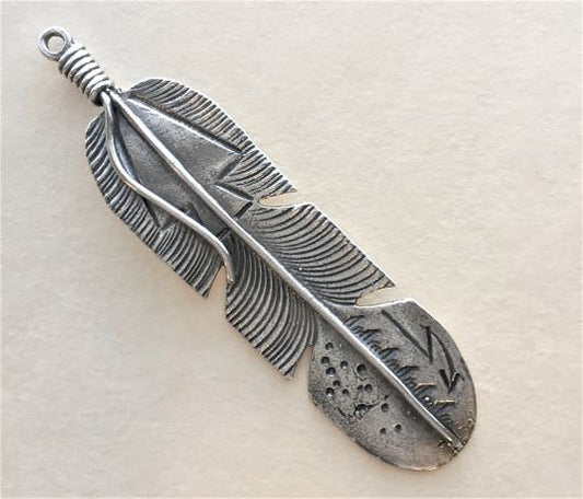 1501 SOUTHWEST/PENDANT - Feather, with Engraved Symbols
