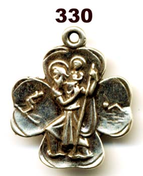 330 - Medal, St. Christopher, Clover Shape