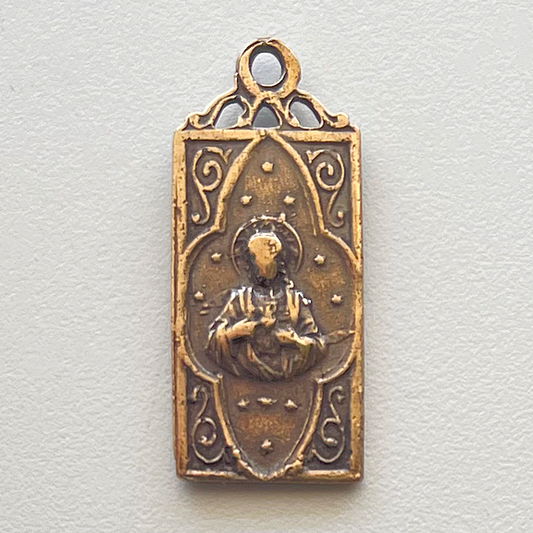 435 - Medal, Jesus/Sacred Heart/Mary - 1"