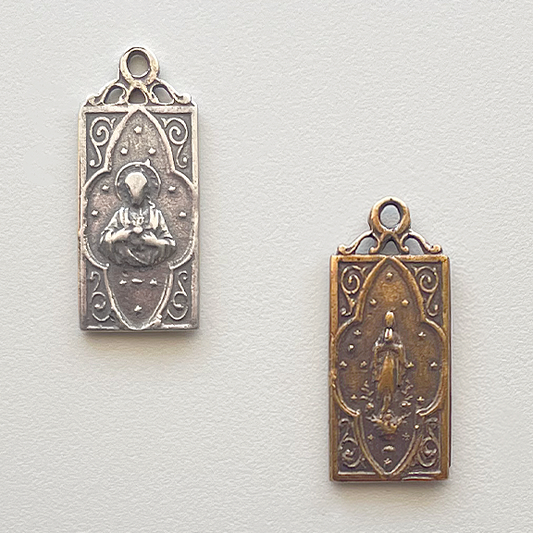 435 - Medal, Jesus/Sacred Heart/Mary - 1"