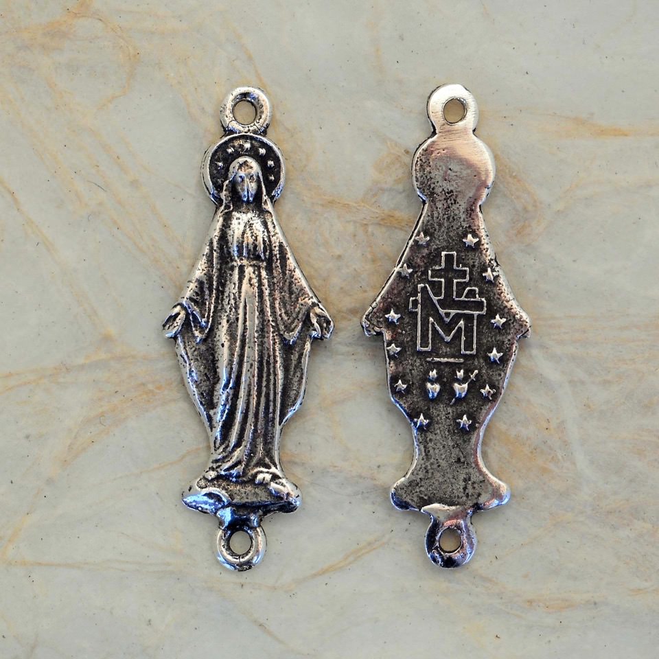 487-L LINK/BEAD, Figural Mary/Miraculous