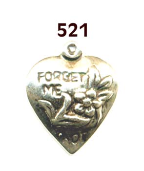 521 - Charm, Antique Heart, Forget-Me-Not