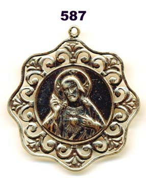 587 - Medal/Pendant, Sacred Heart w/Flowers