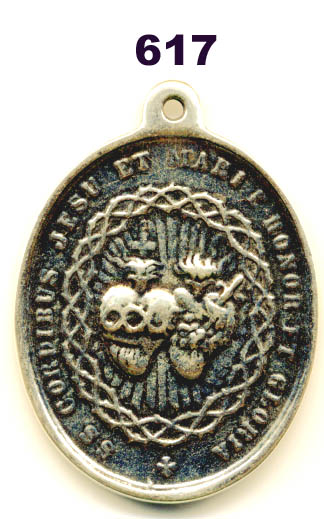 617 - Medal, Two Hearts/Blessed Sacrament