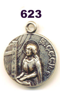 623 - Medal, St. Cecile with Harp, Martyr