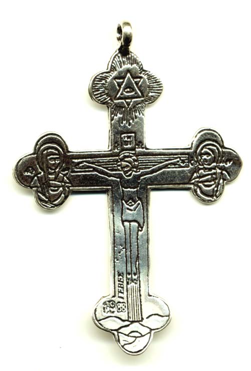 663 - Crucifix, Star, Saints, Etched