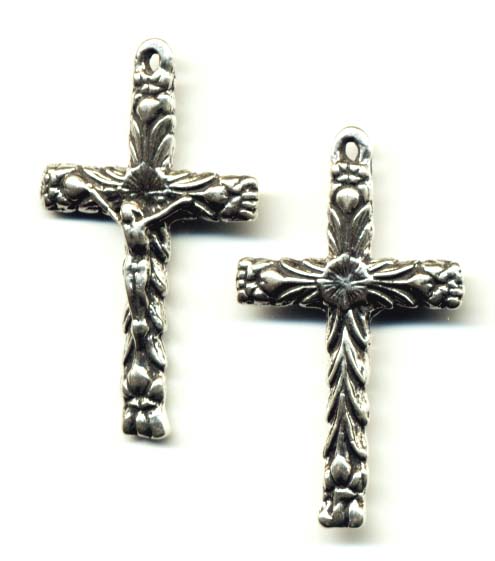 667 - Crucifix, Rounded w/Leaves