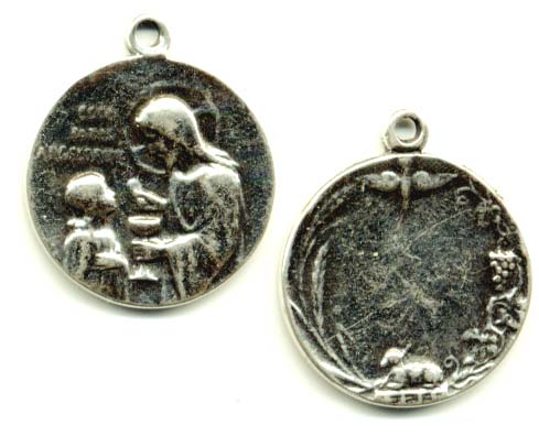 697 - Medal, Communion w/Dove and Lamb