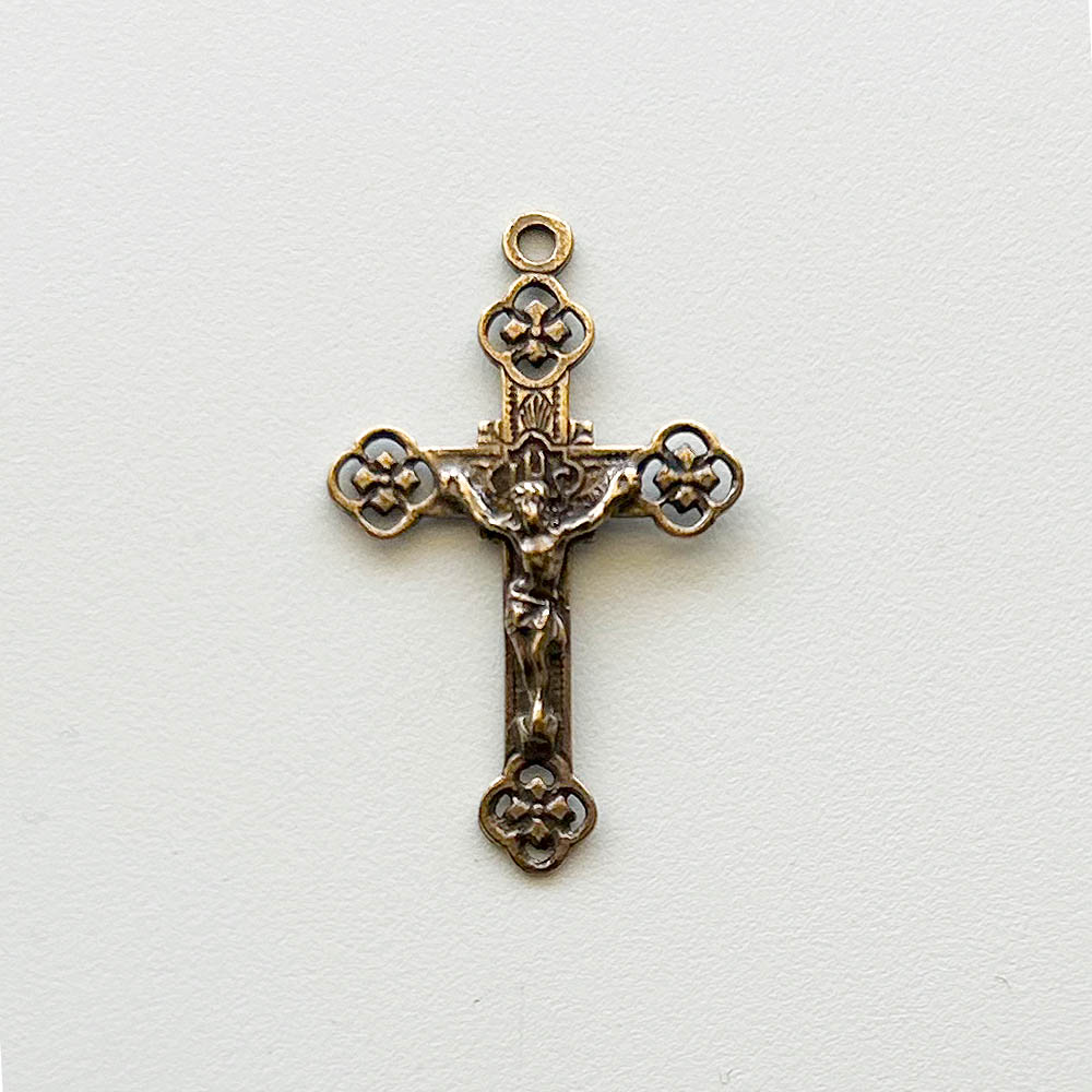 741 - Crucifix, Engraved, Delicate Flowers, France