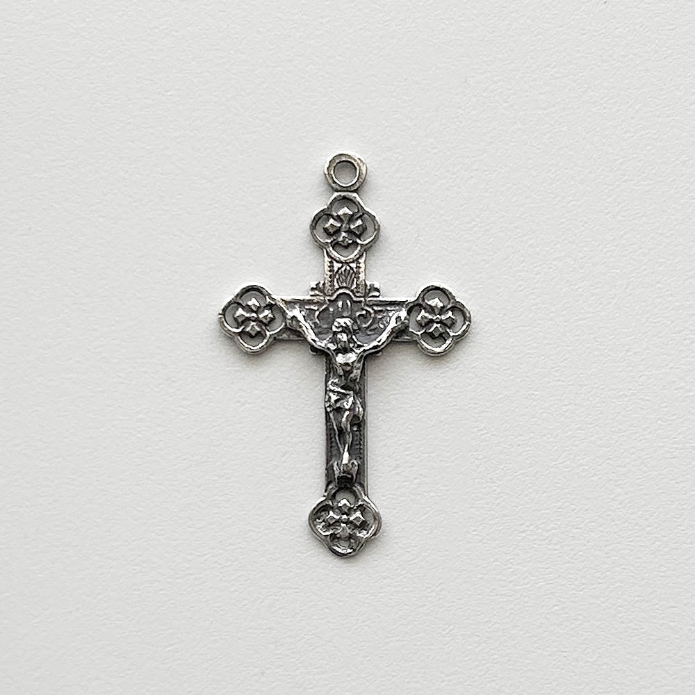 741 - Crucifix, Engraved, Delicate Flowers, France