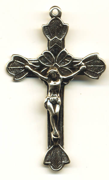 744 - Crucifix, Etched Flowers and Hearts