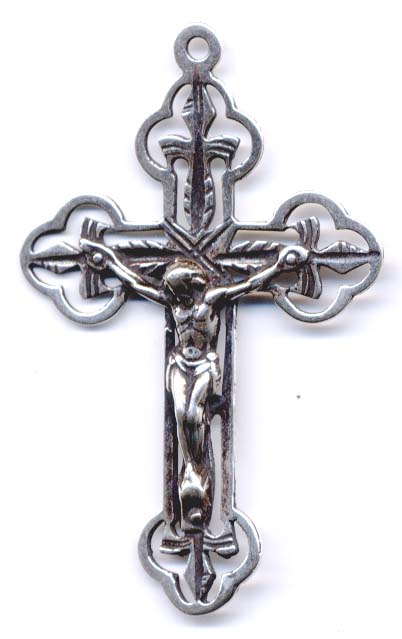 764 - Crucifix, Pierced, Fleur de Lis