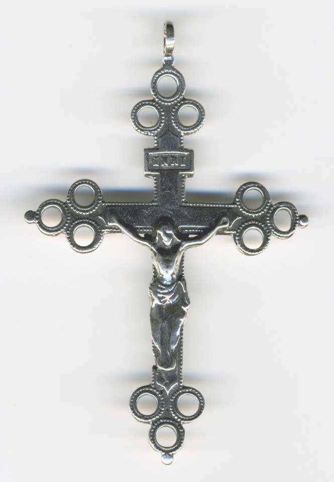 780 - Crucifix, Antique European, Trinity Form