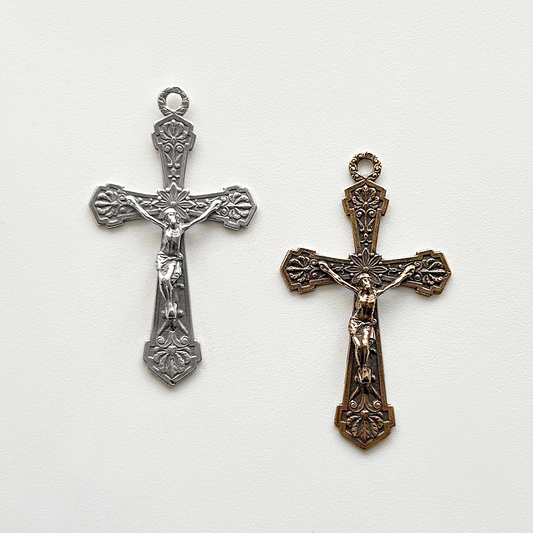 853 - Crucifix, Thistle Flowers, Inscribed