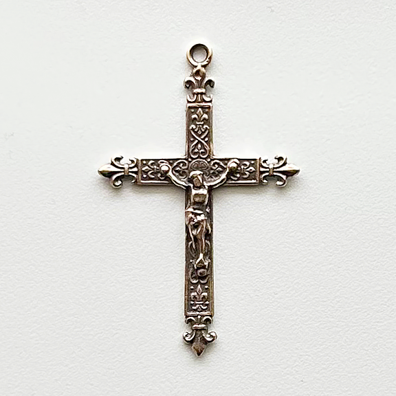 981 - Crucifix - Patterned - Fleur de Lis