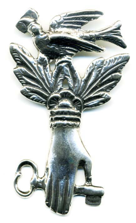 982 - Pendant - Hand with Bird and Key