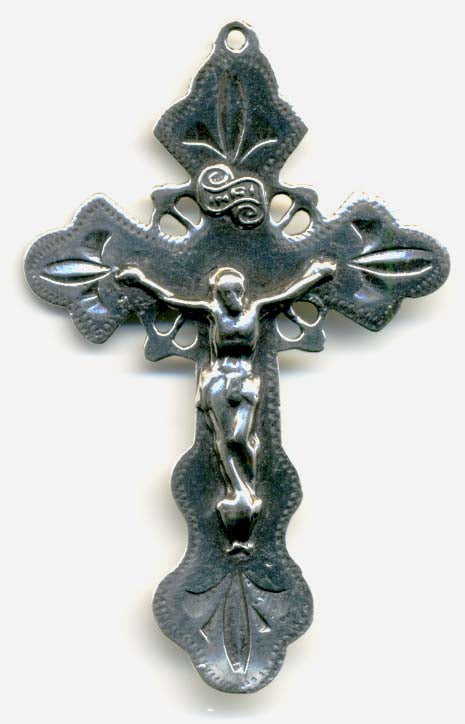 987 - Crucifix - Etched - w/Flowers